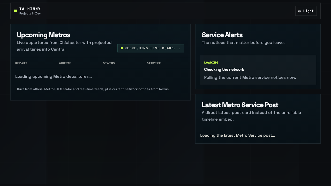 Is The Metro On interface preview